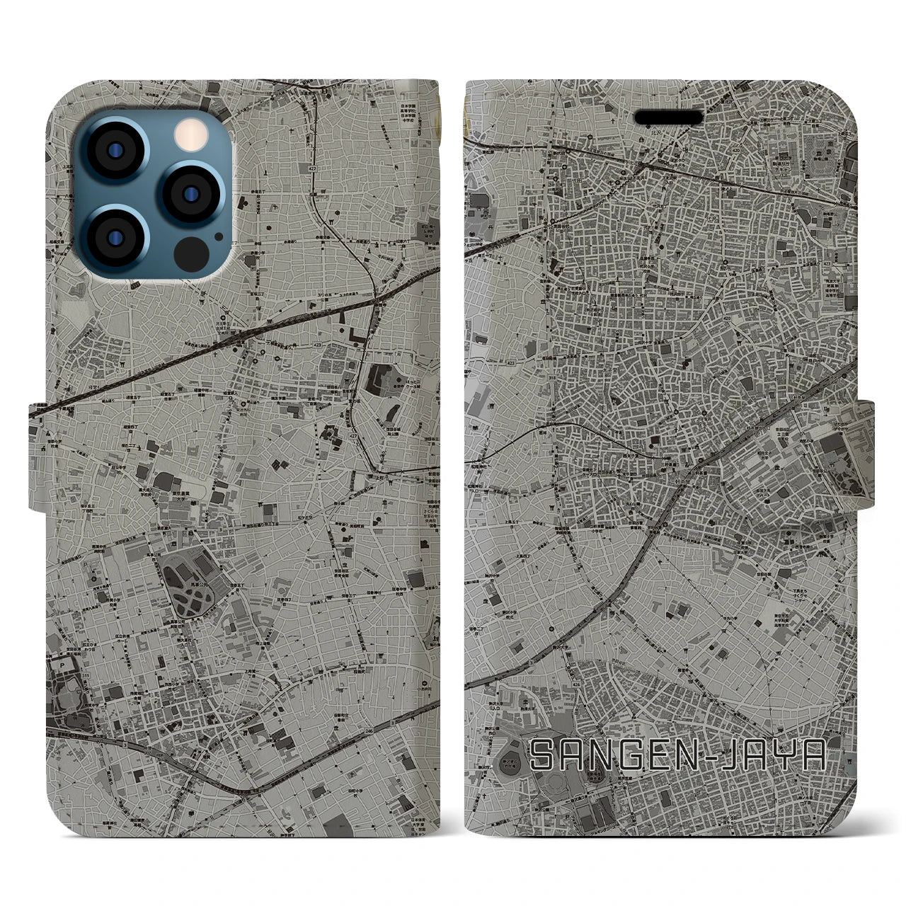 【三軒茶屋(東京都)】地図柄iPhoneケース(手帳タイプ)