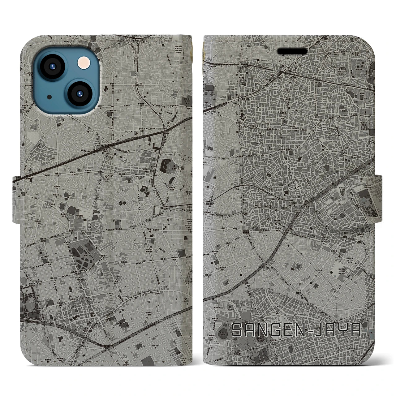 【三軒茶屋(東京都)】地図柄iPhoneケース(手帳タイプ)