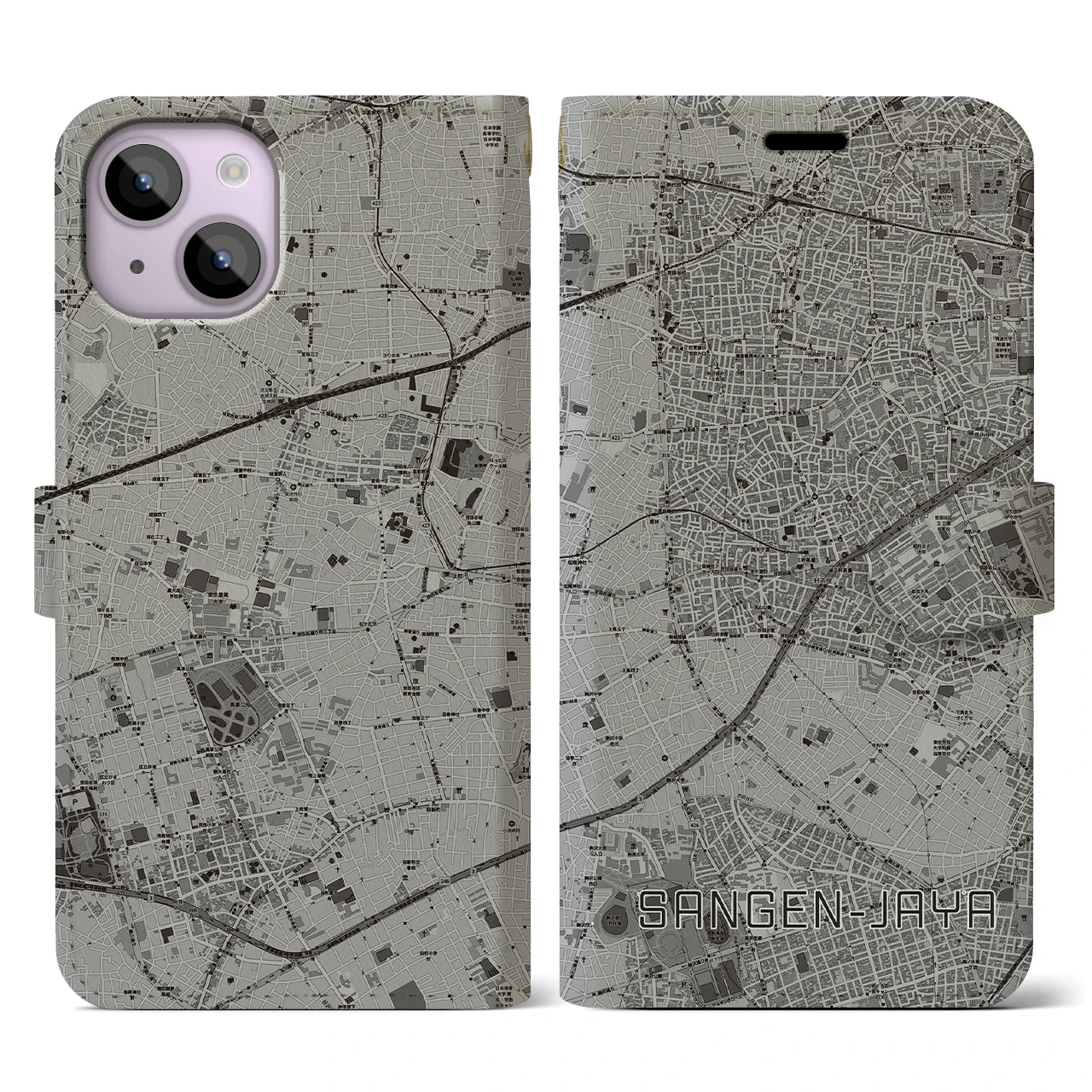 【三軒茶屋(東京都)】地図柄iPhoneケース(手帳タイプ)