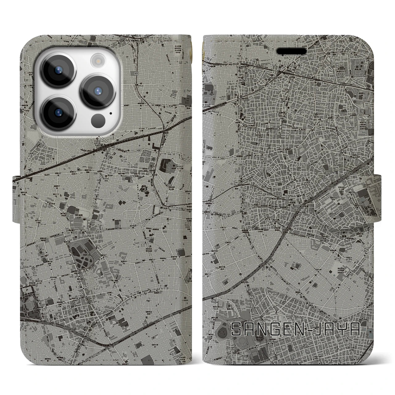 【三軒茶屋(東京都)】地図柄iPhoneケース(手帳タイプ)