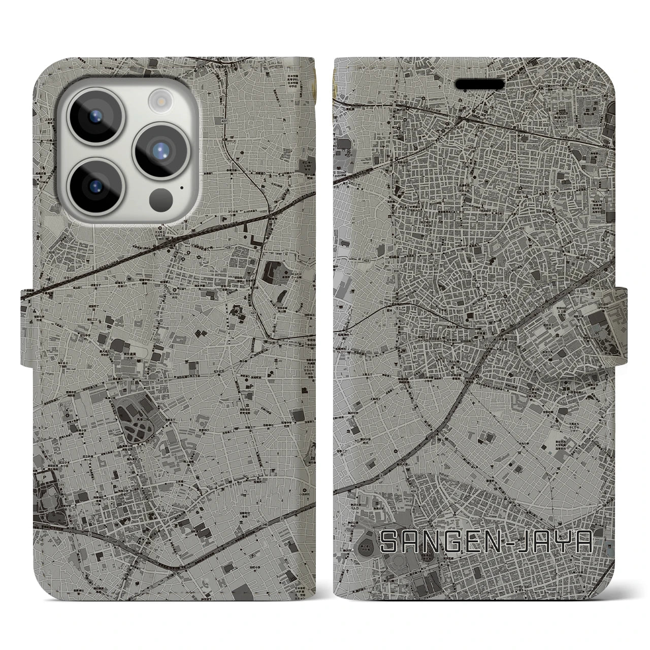 【三軒茶屋(東京都)】地図柄iPhoneケース(手帳タイプ)