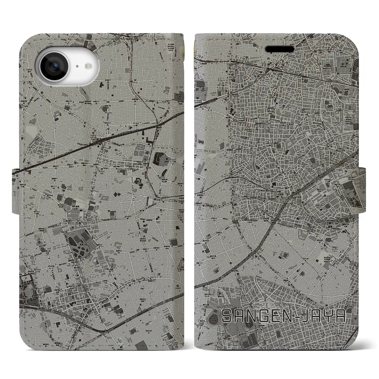 【三軒茶屋(東京都)】地図柄iPhoneケース(手帳タイプ)