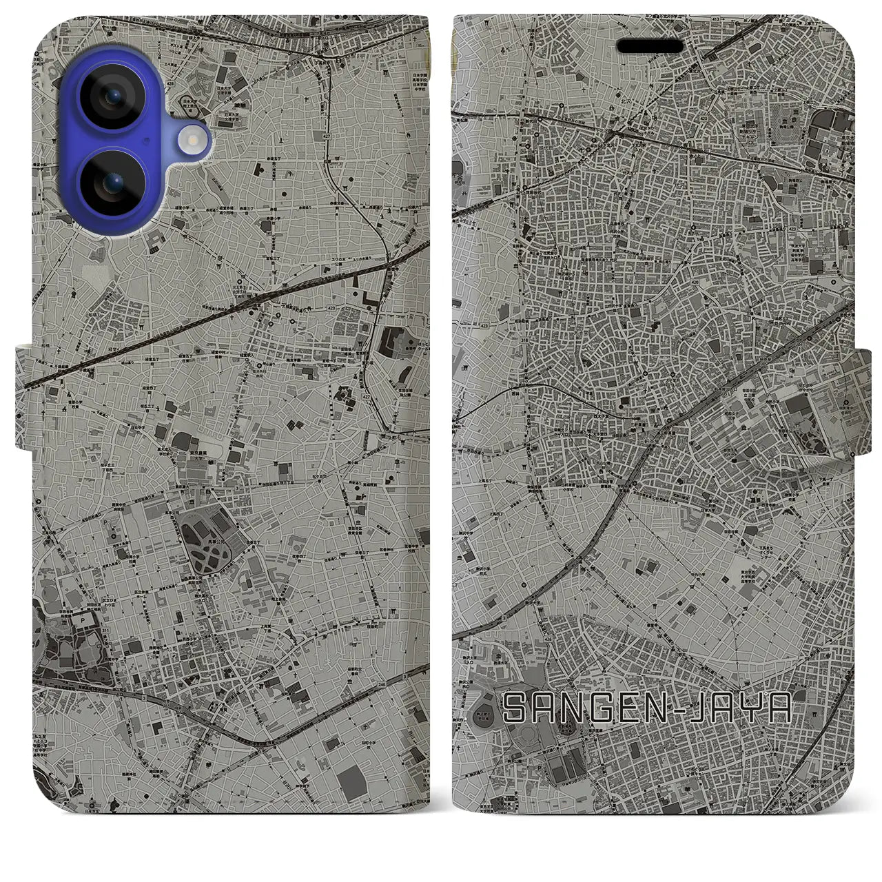 【三軒茶屋(東京都)】地図柄iPhoneケース(手帳タイプ)