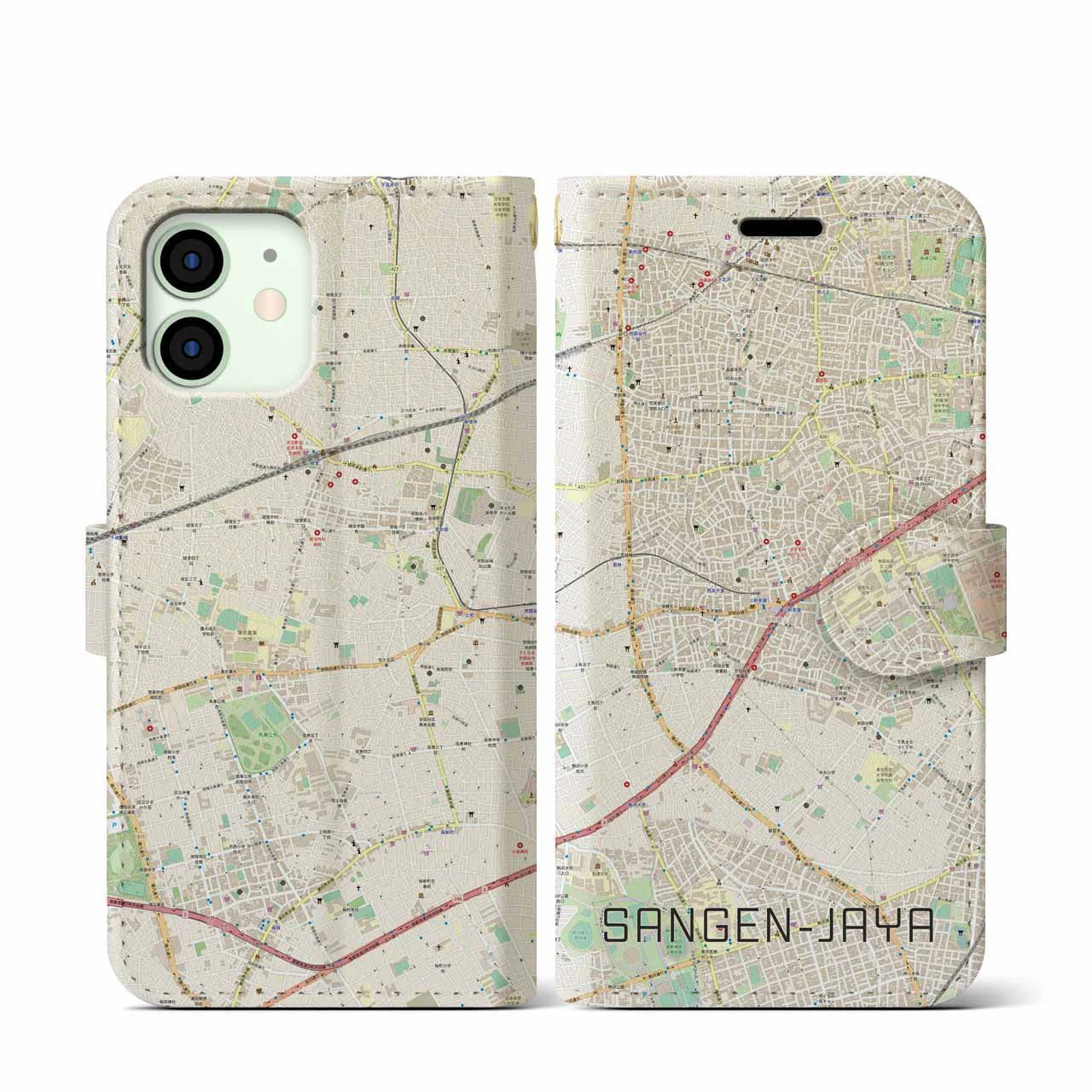 【三軒茶屋(東京都)】地図柄iPhoneケース(手帳タイプ)