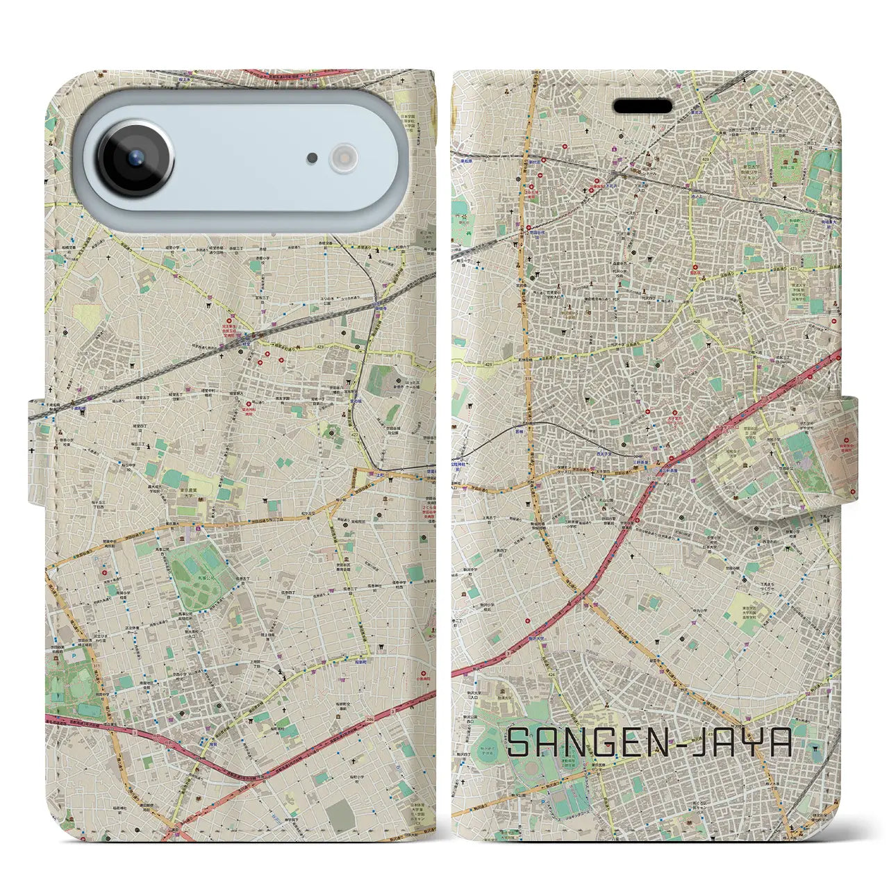 【三軒茶屋(東京都)】地図柄iPhoneケース(手帳タイプ)