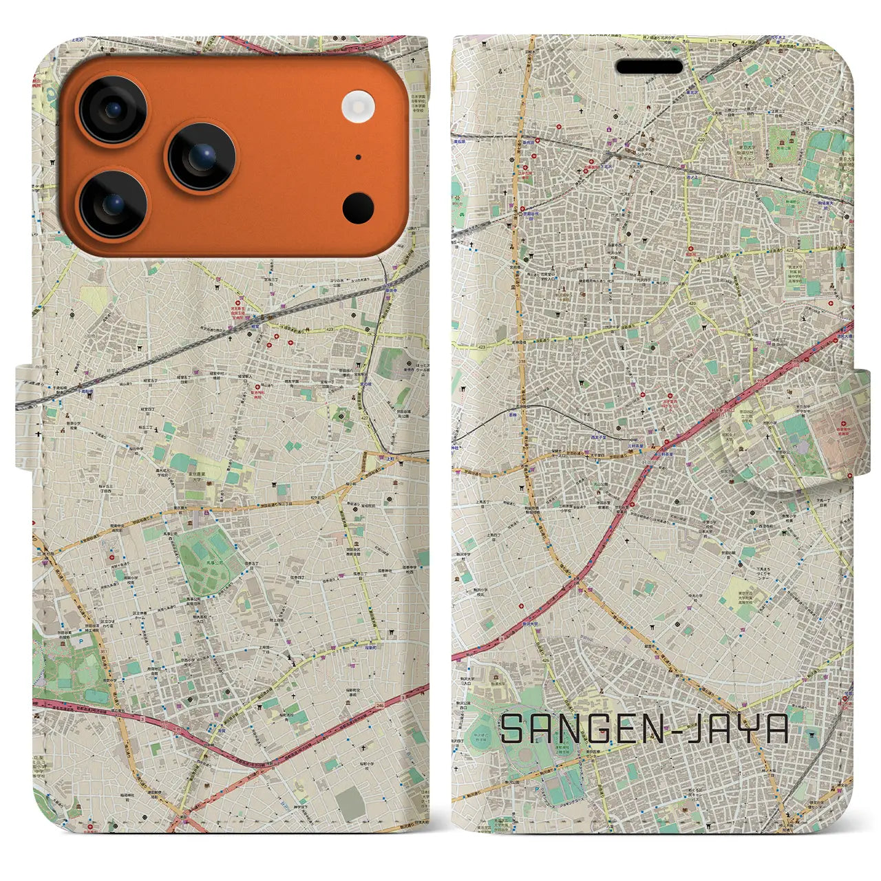 【三軒茶屋(東京都)】地図柄iPhoneケース(手帳タイプ)