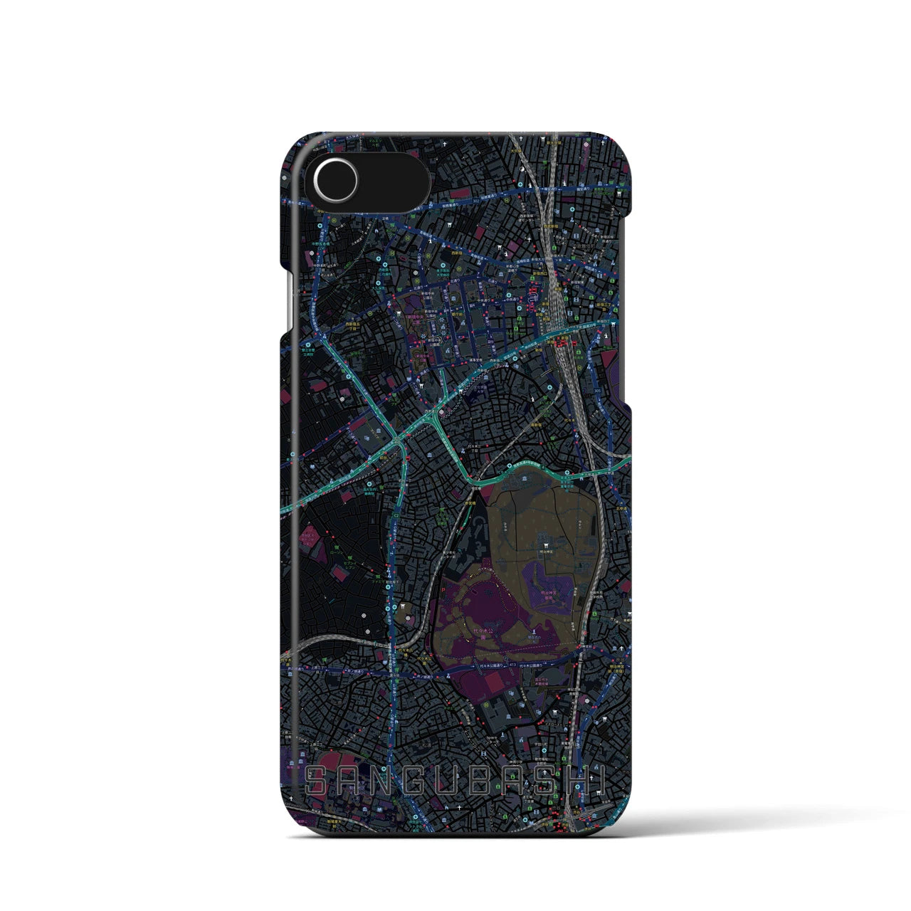 【参宮橋(東京都)】地図柄iPhoneケース(バックカバータイプ)