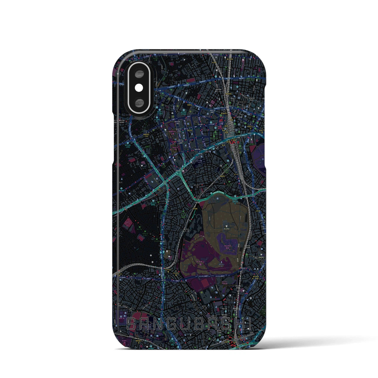【参宮橋(東京都)】地図柄iPhoneケース(バックカバータイプ)