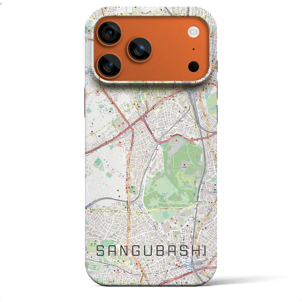 【参宮橋(東京都)】地図柄iPhoneケース(バックカバータイプ)ブラック・iPhone 17 Pro Max 用