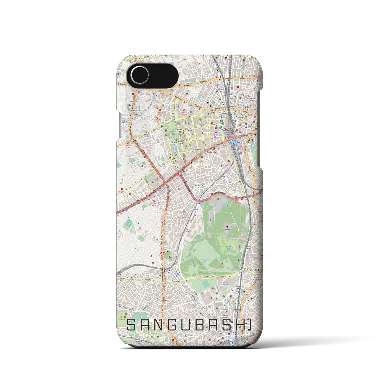 【参宮橋(東京都)】地図柄iPhoneケース(バックカバータイプ)