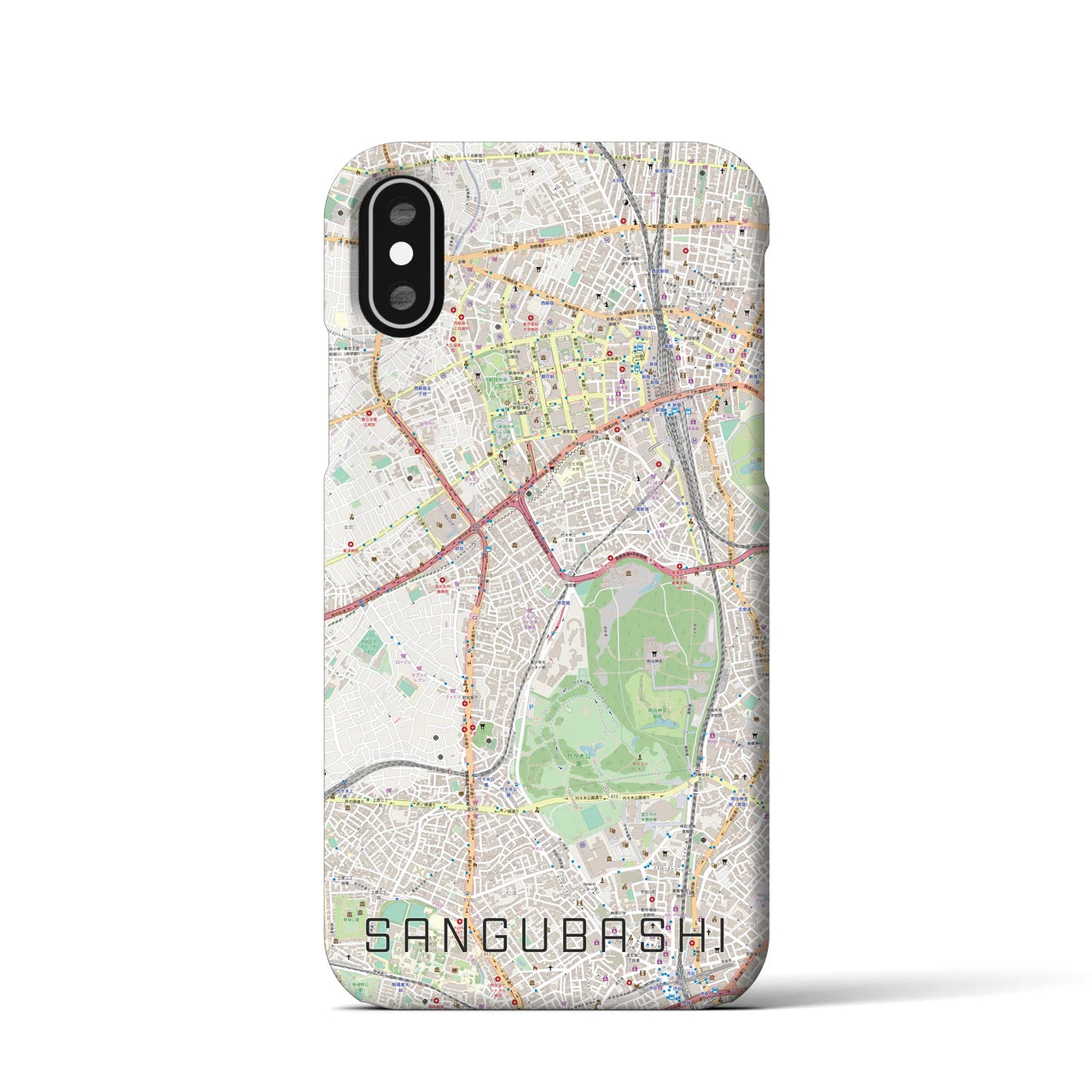 【参宮橋(東京都)】地図柄iPhoneケース(バックカバータイプ)