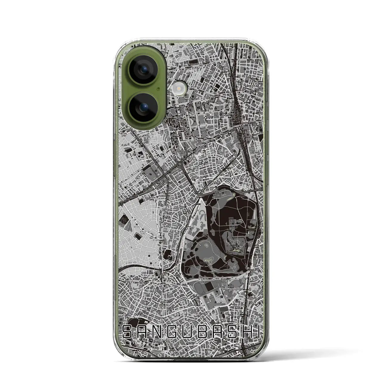 【参宮橋(東京都)】地図柄iPhoneケース(クリアタイプ)モノトーン・iPhone 17 Pro Max 用