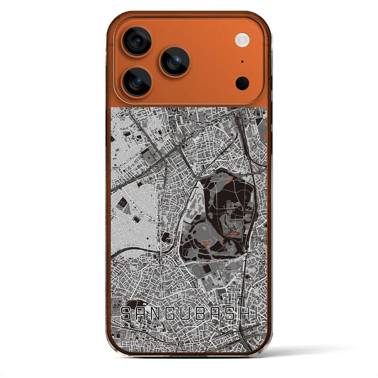 【参宮橋(東京都)】地図柄iPhoneケース(クリアタイプ)モノトーン・iPhone 17 Pro Max 用