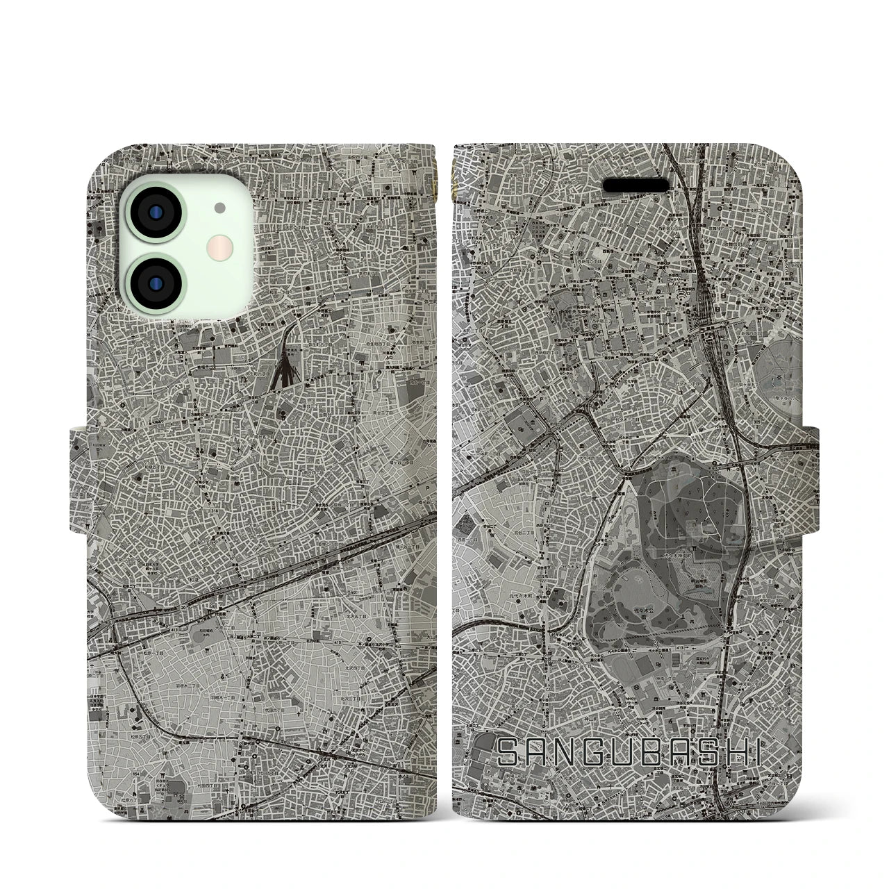 【参宮橋(東京都)】地図柄iPhoneケース(手帳タイプ)