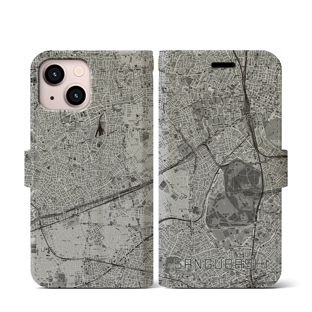 【参宮橋(東京都)】地図柄iPhoneケース(手帳タイプ)