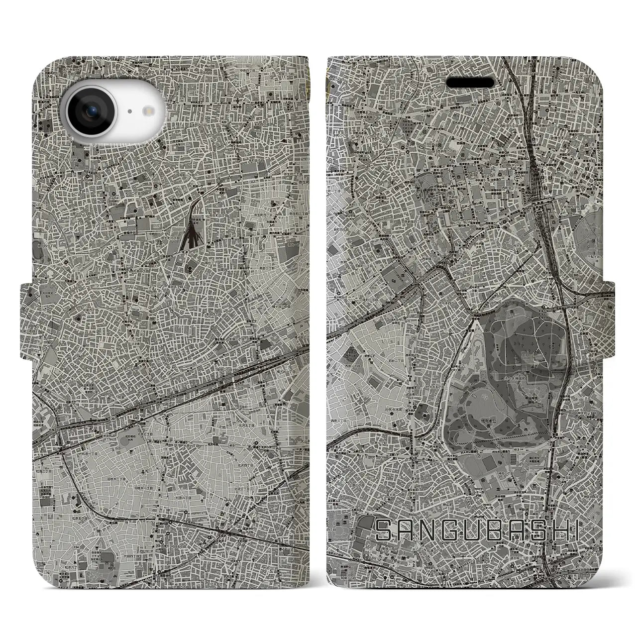 【参宮橋(東京都)】地図柄iPhoneケース(手帳タイプ)