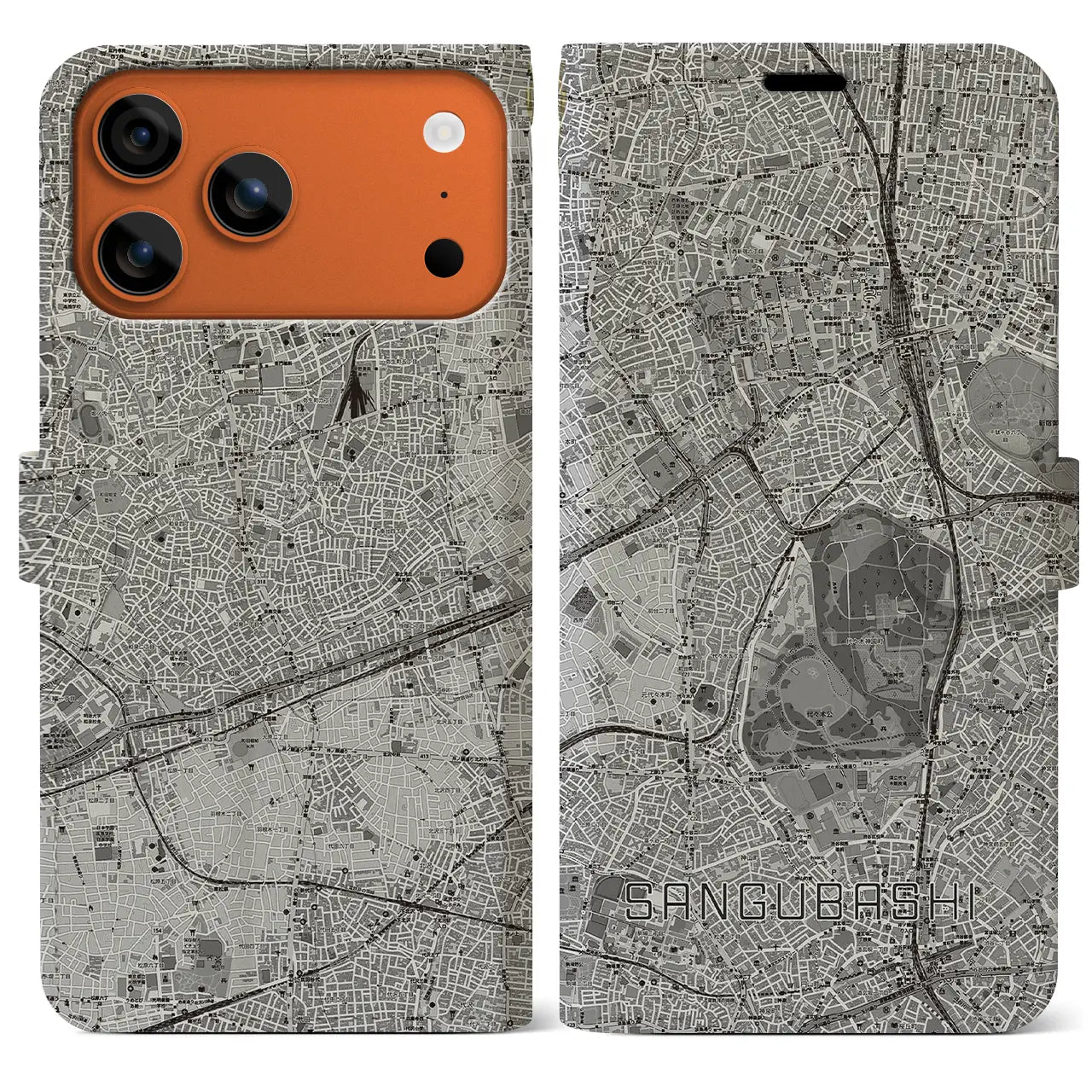 【参宮橋(東京都)】地図柄iPhoneケース(手帳タイプ)