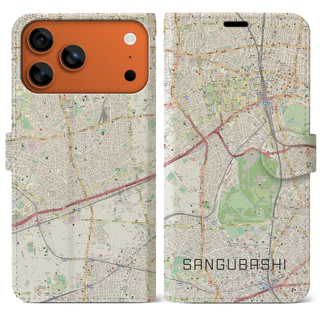 【参宮橋(東京都)】地図柄iPhoneケース(手帳タイプ)