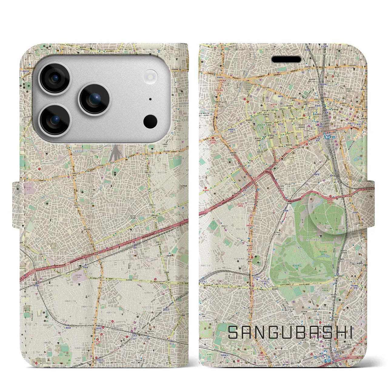 【参宮橋(東京都)】地図柄iPhoneケース(手帳タイプ)