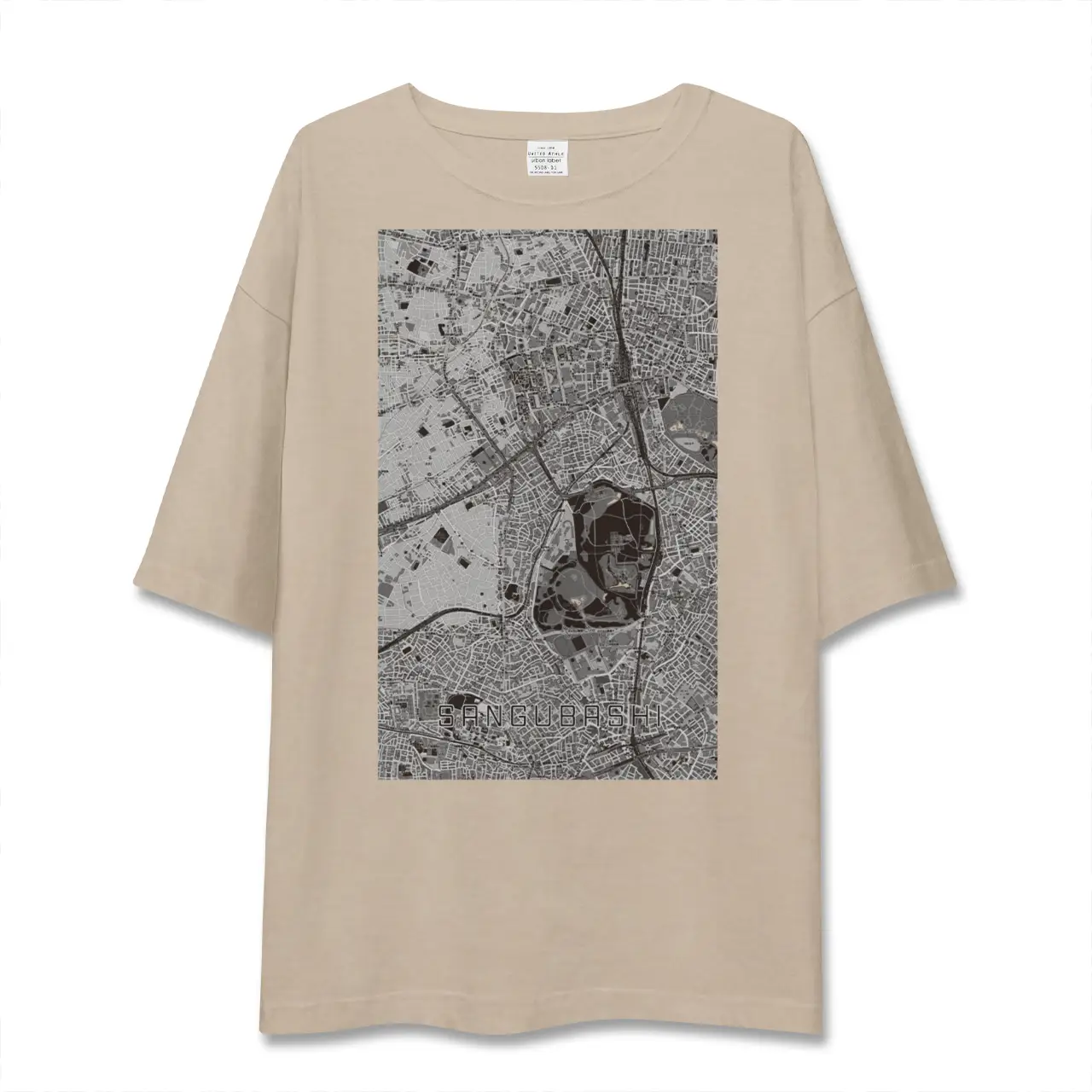 【参宮橋(東京都)】地図柄ビッグシルエットTシャツ