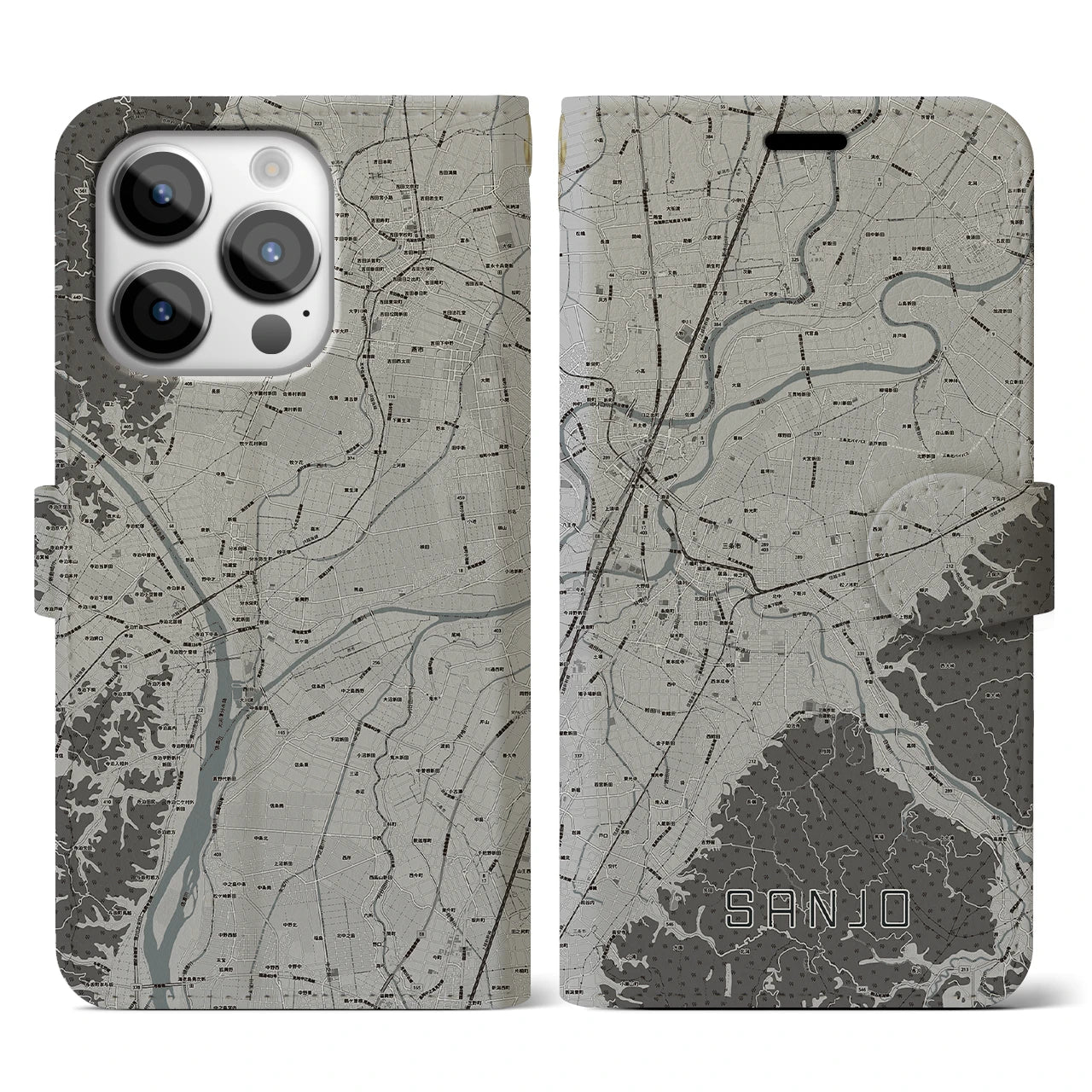 【三条(新潟県)】地図柄iPhoneケース(手帳タイプ)