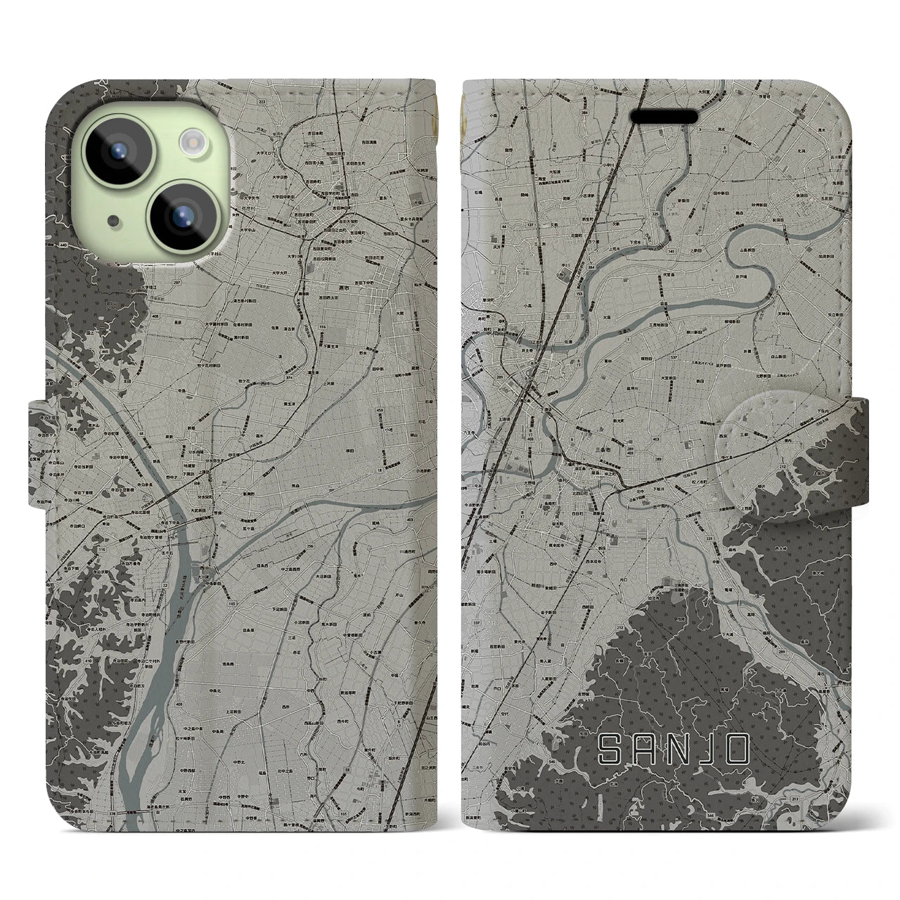 【三条(新潟県)】地図柄iPhoneケース(手帳タイプ)