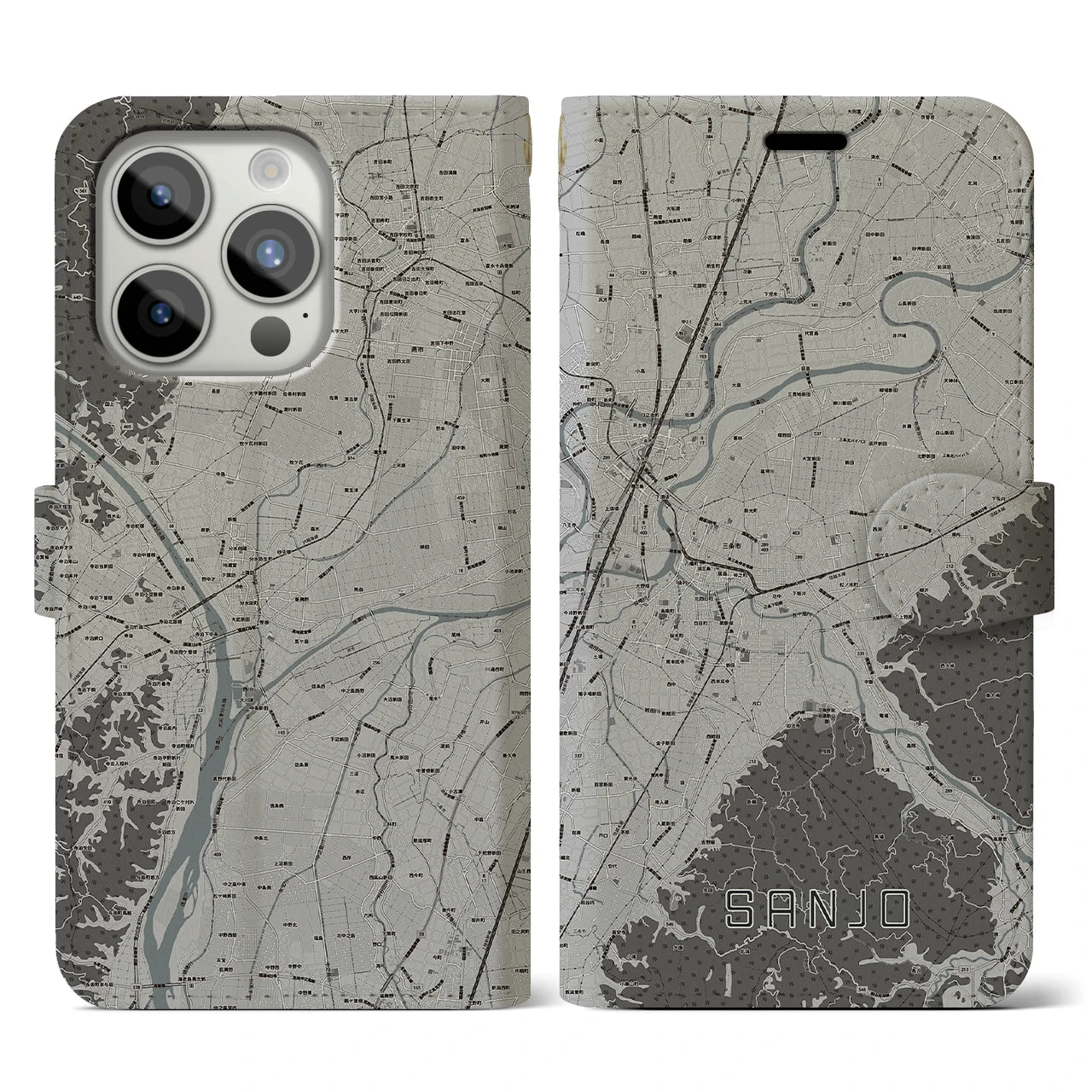 【三条(新潟県)】地図柄iPhoneケース(手帳タイプ)