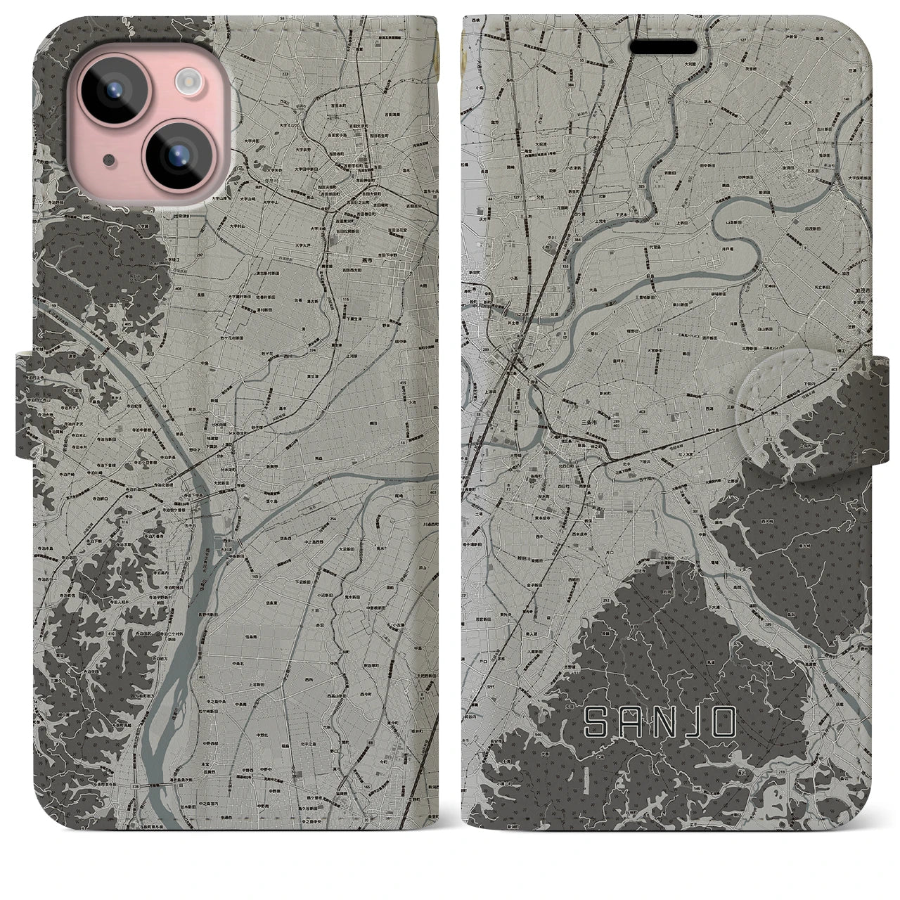 【三条(新潟県)】地図柄iPhoneケース(手帳タイプ)