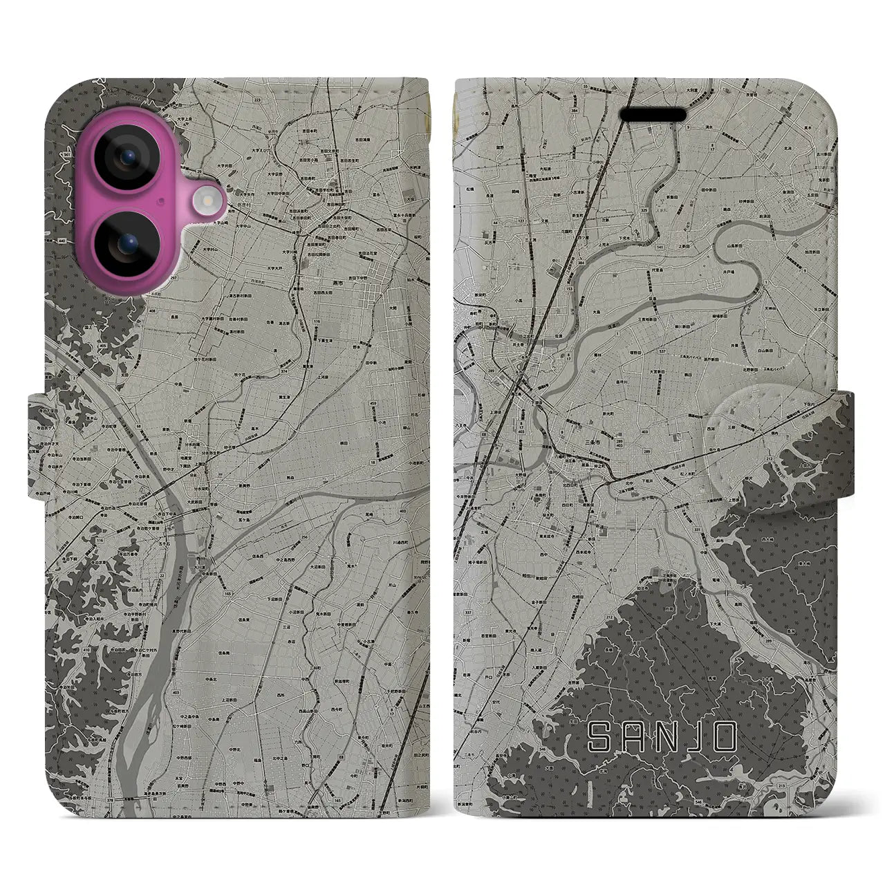 【三条(新潟県)】地図柄iPhoneケース(手帳タイプ)