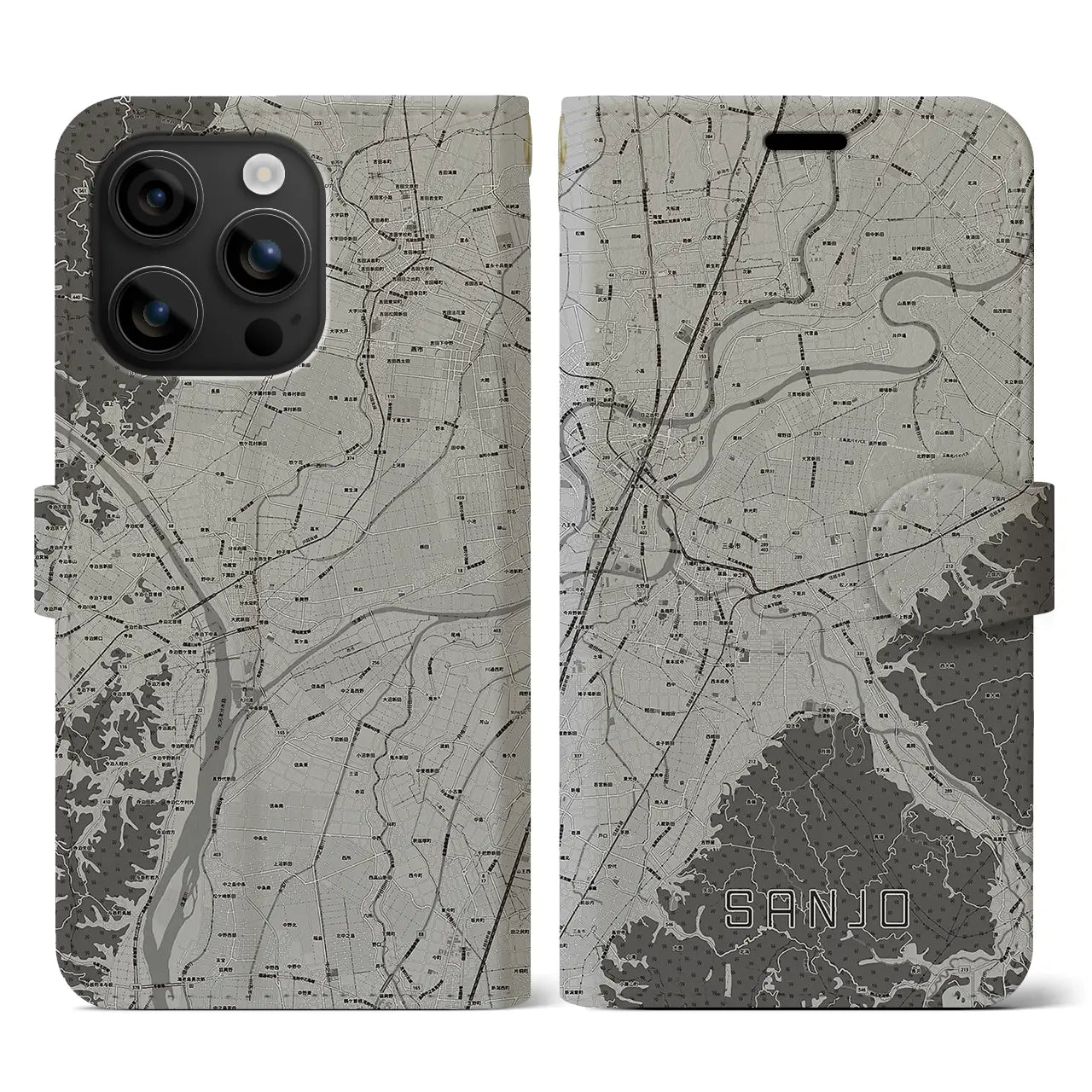 【三条(新潟県)】地図柄iPhoneケース(手帳タイプ)