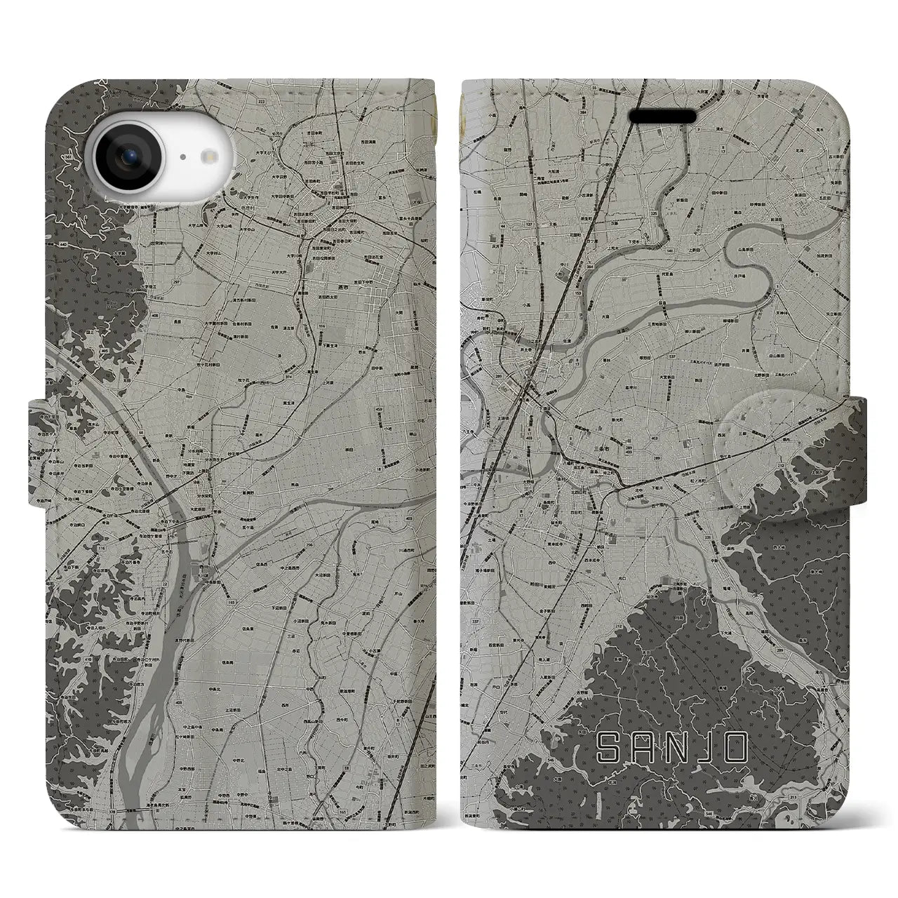 【三条(新潟県)】地図柄iPhoneケース(手帳タイプ)