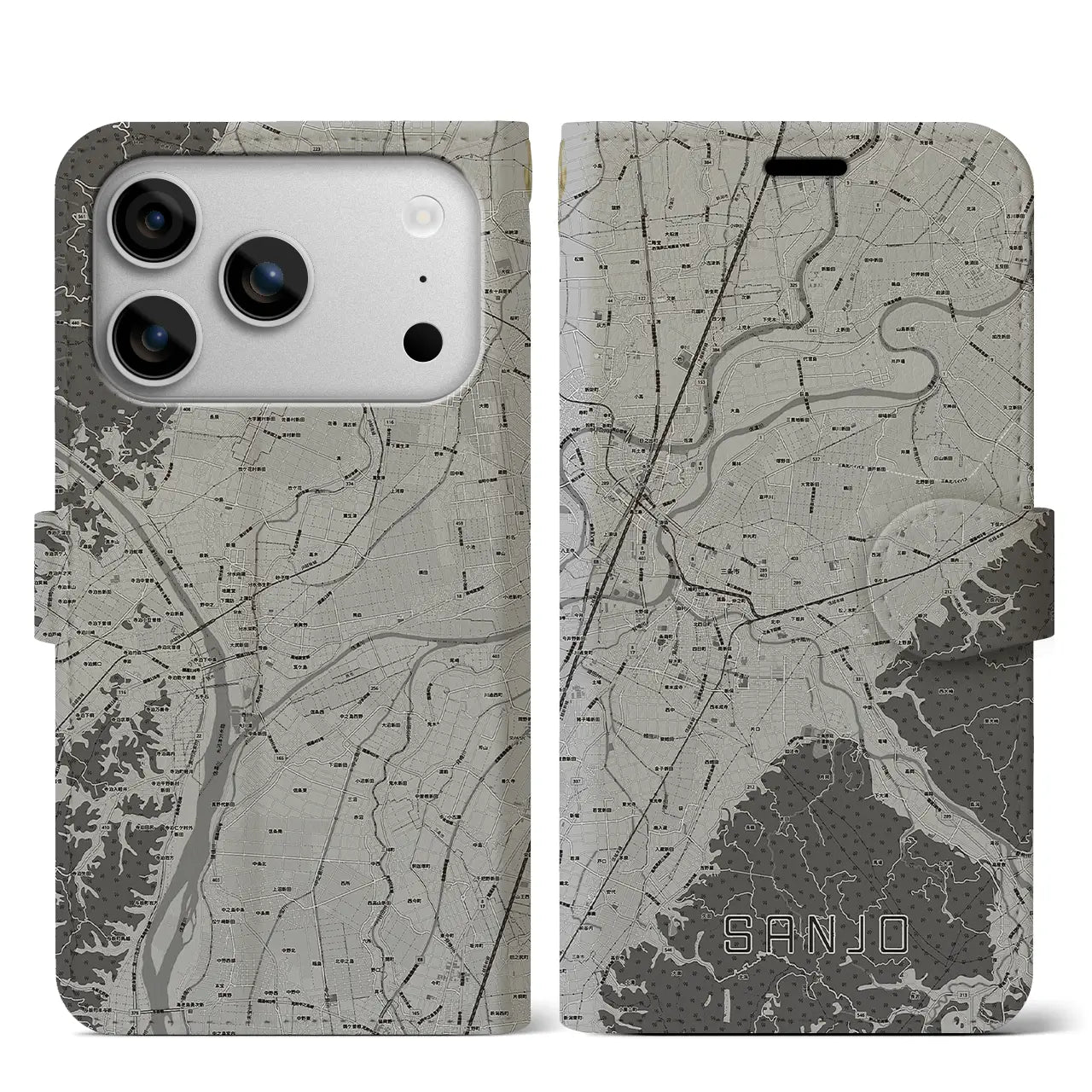 【三条(新潟県)】地図柄iPhoneケース(手帳タイプ)