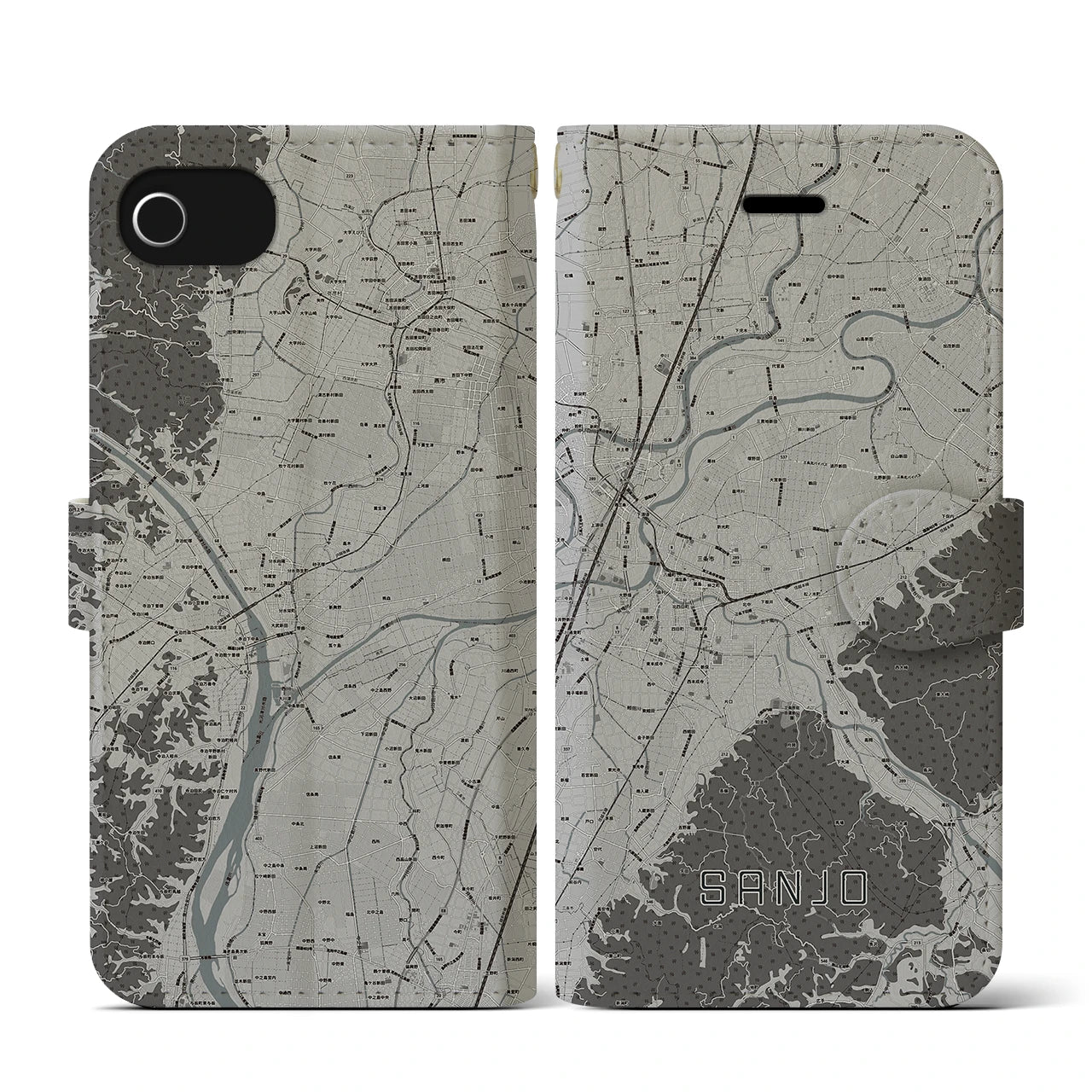 【三条(新潟県)】地図柄iPhoneケース(手帳タイプ)