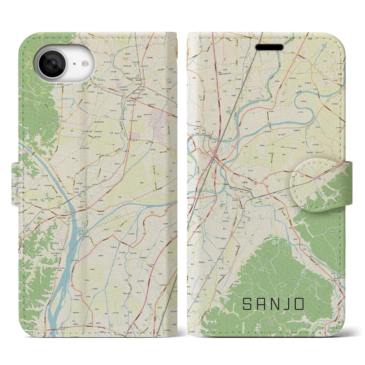 【三条(新潟県)】地図柄iPhoneケース(手帳タイプ)