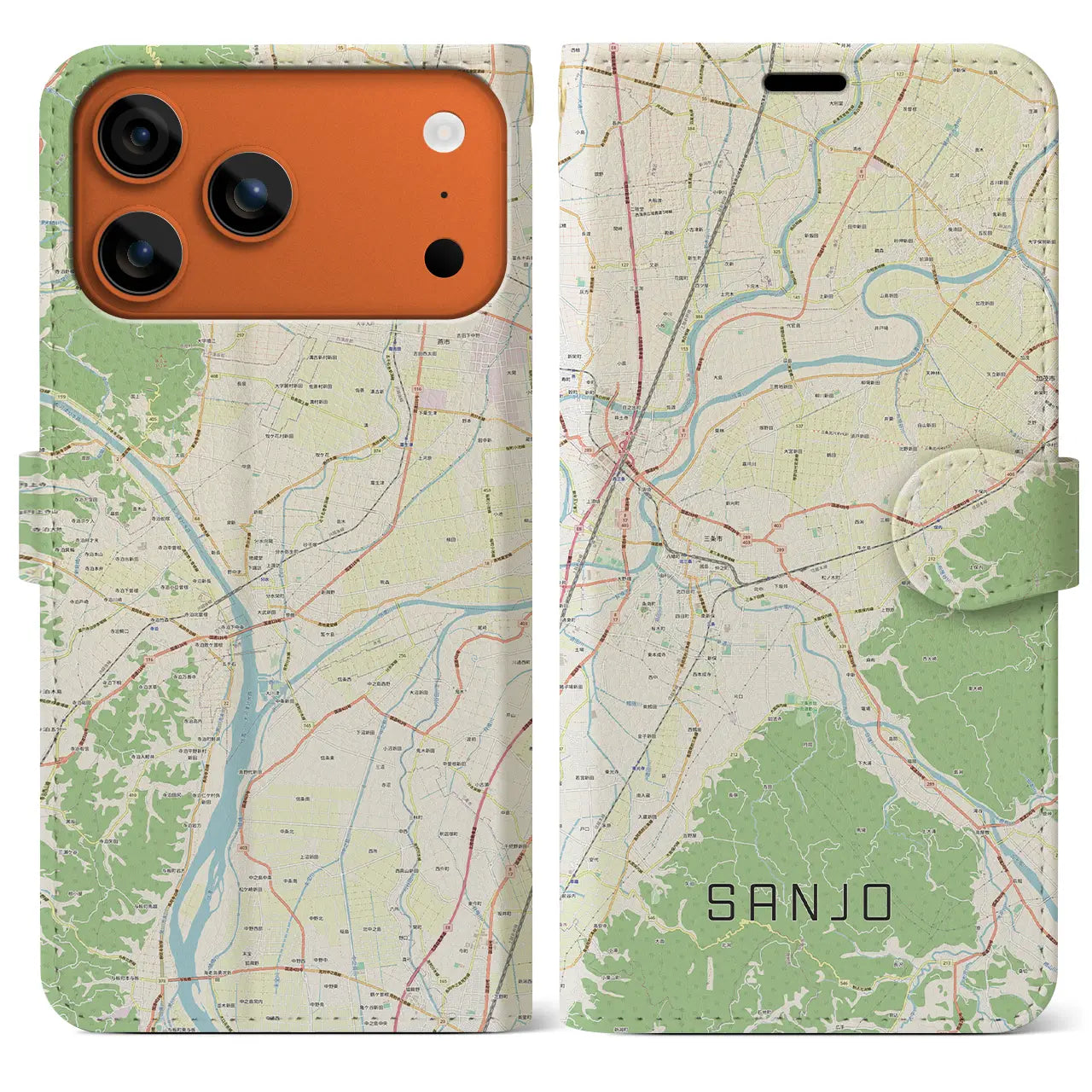 【三条(新潟県)】地図柄iPhoneケース(手帳タイプ)