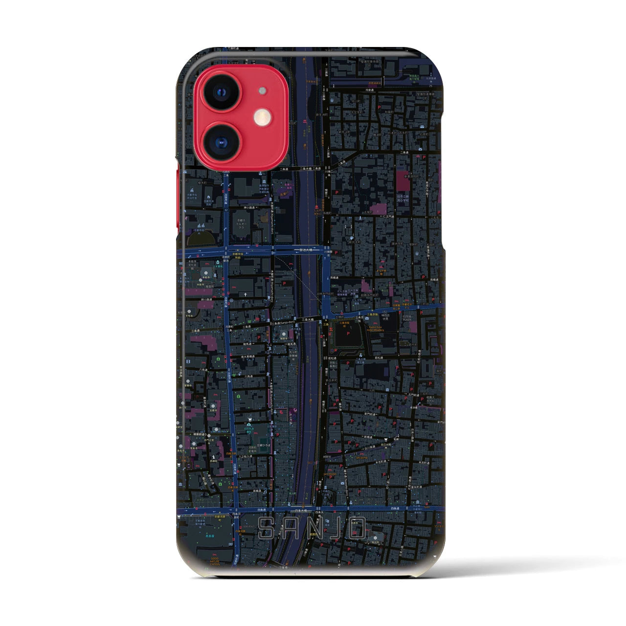 【三条(京都府)】地図柄iPhoneケース(バックカバータイプ)