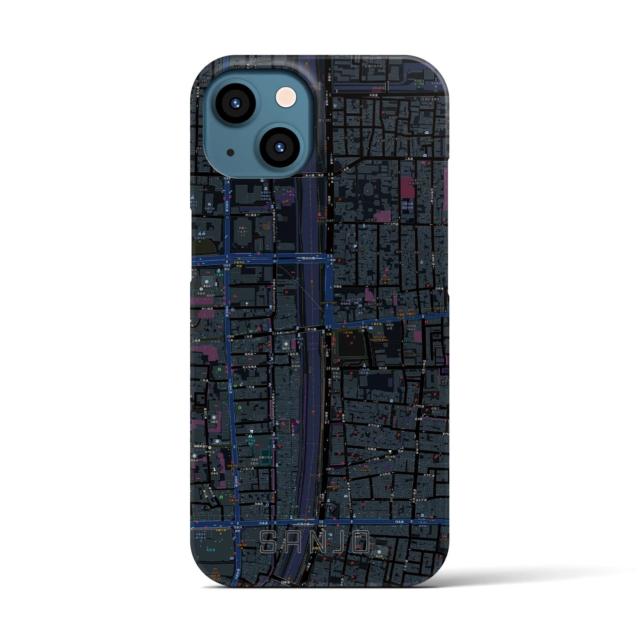 【三条(京都府)】地図柄iPhoneケース(バックカバータイプ)