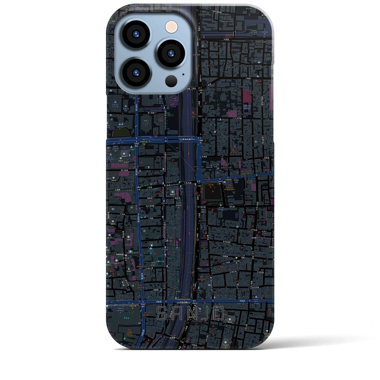 【三条(京都府)】地図柄iPhoneケース(バックカバータイプ)