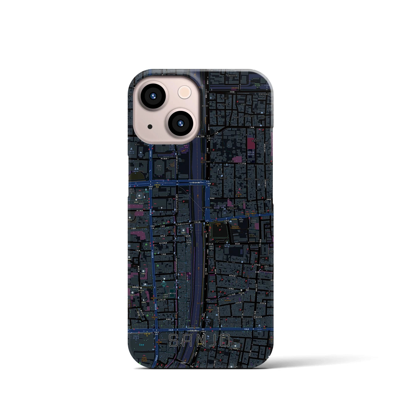 【三条(京都府)】地図柄iPhoneケース(バックカバータイプ)