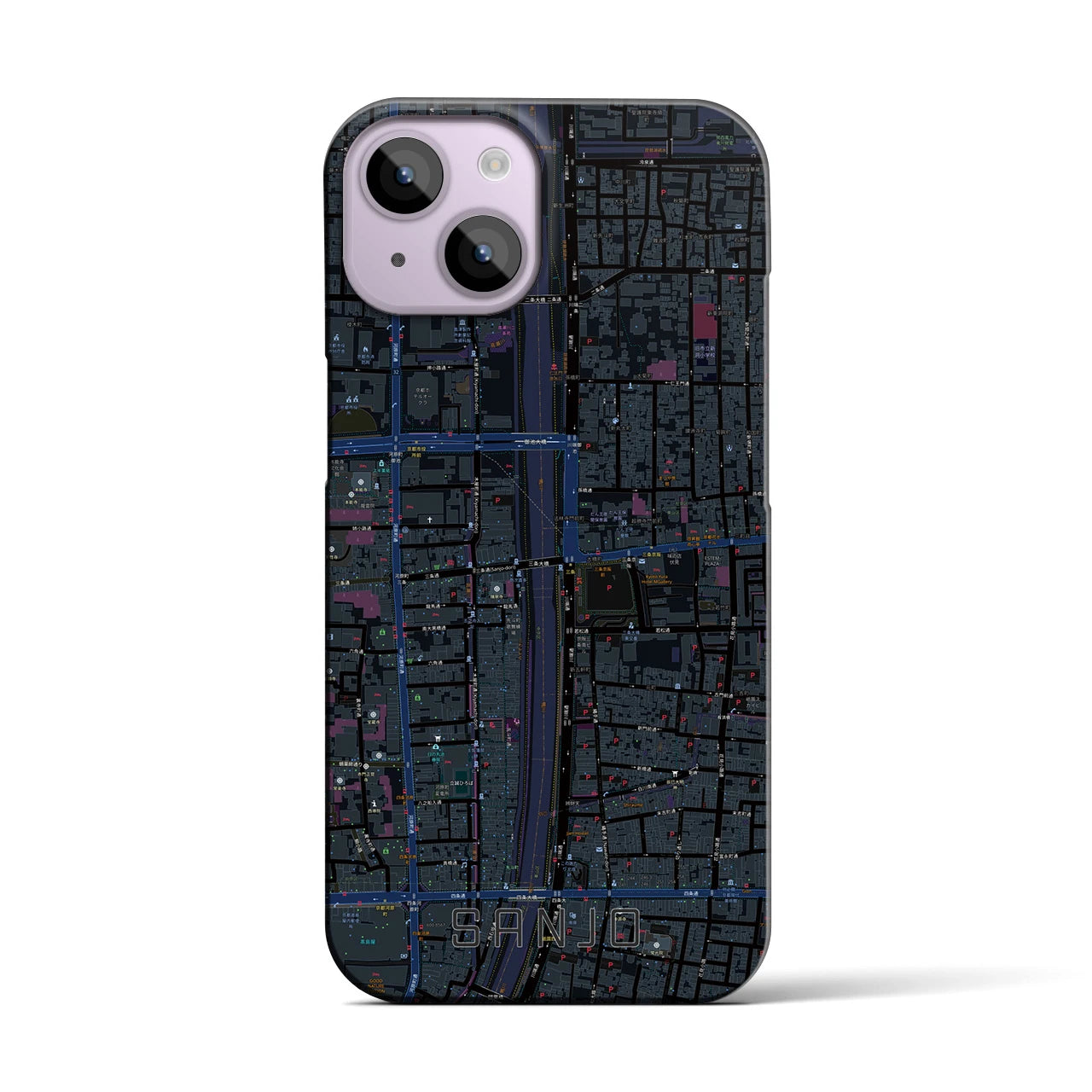 【三条(京都府)】地図柄iPhoneケース(バックカバータイプ)