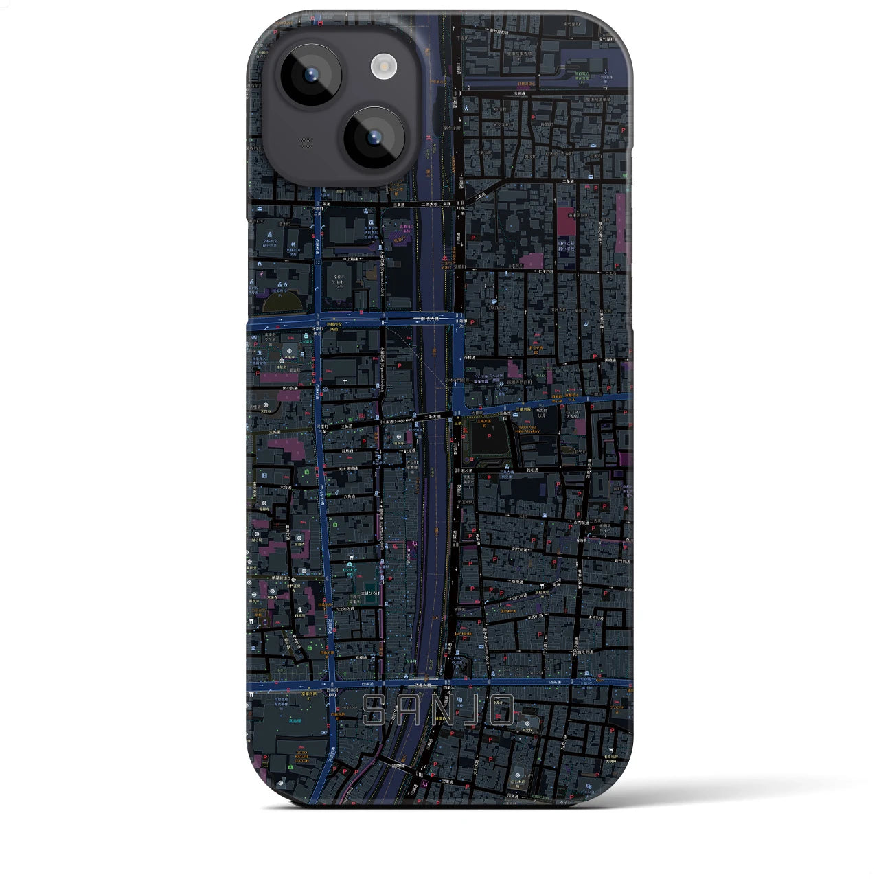 【三条(京都府)】地図柄iPhoneケース(バックカバータイプ)