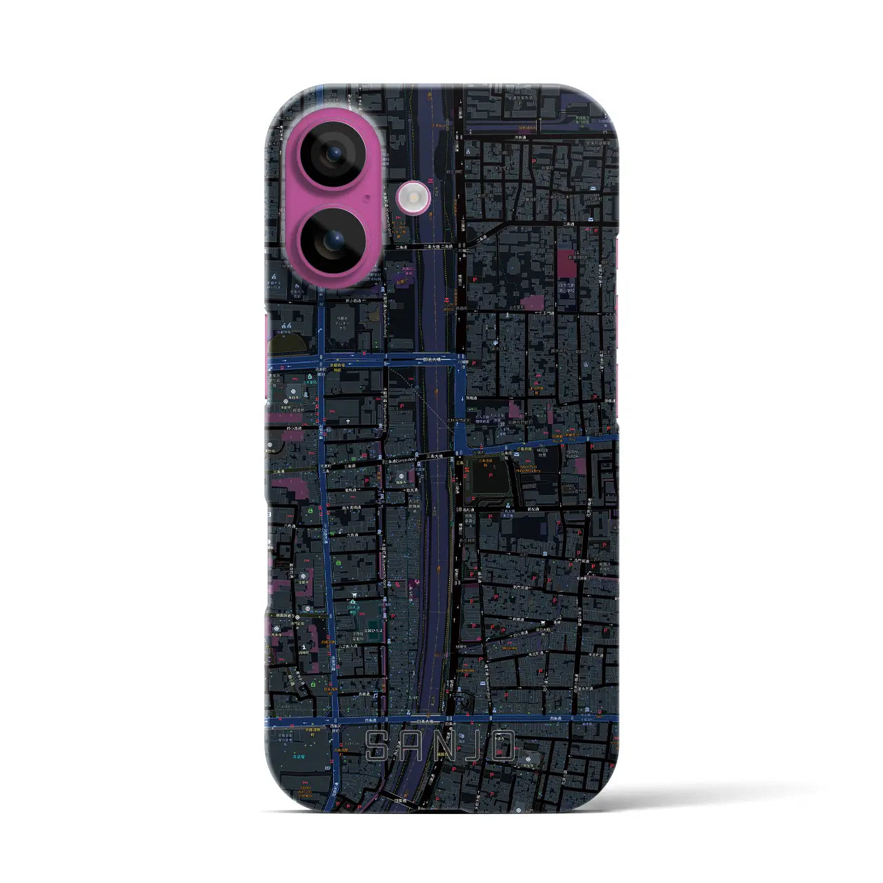 【三条(京都府)】地図柄iPhoneケース(バックカバータイプ)