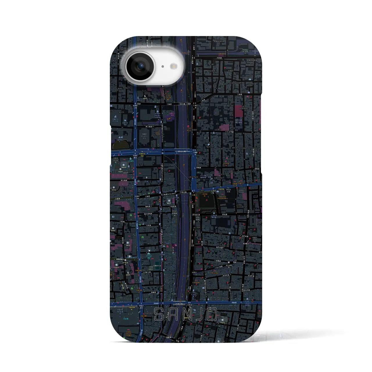 【三条(京都府)】地図柄iPhoneケース(バックカバータイプ)