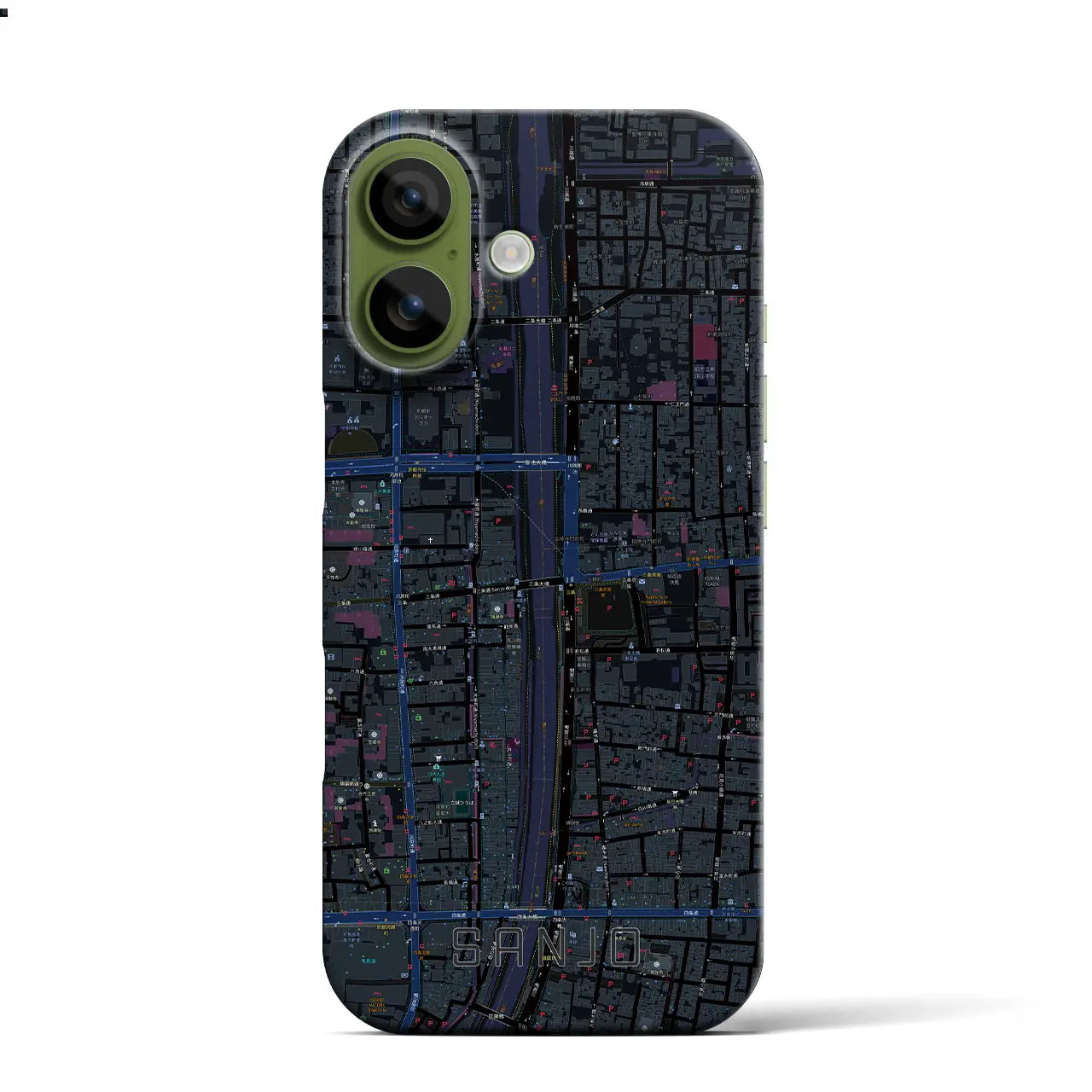 【三条(京都府)】地図柄iPhoneケース(バックカバータイプ)