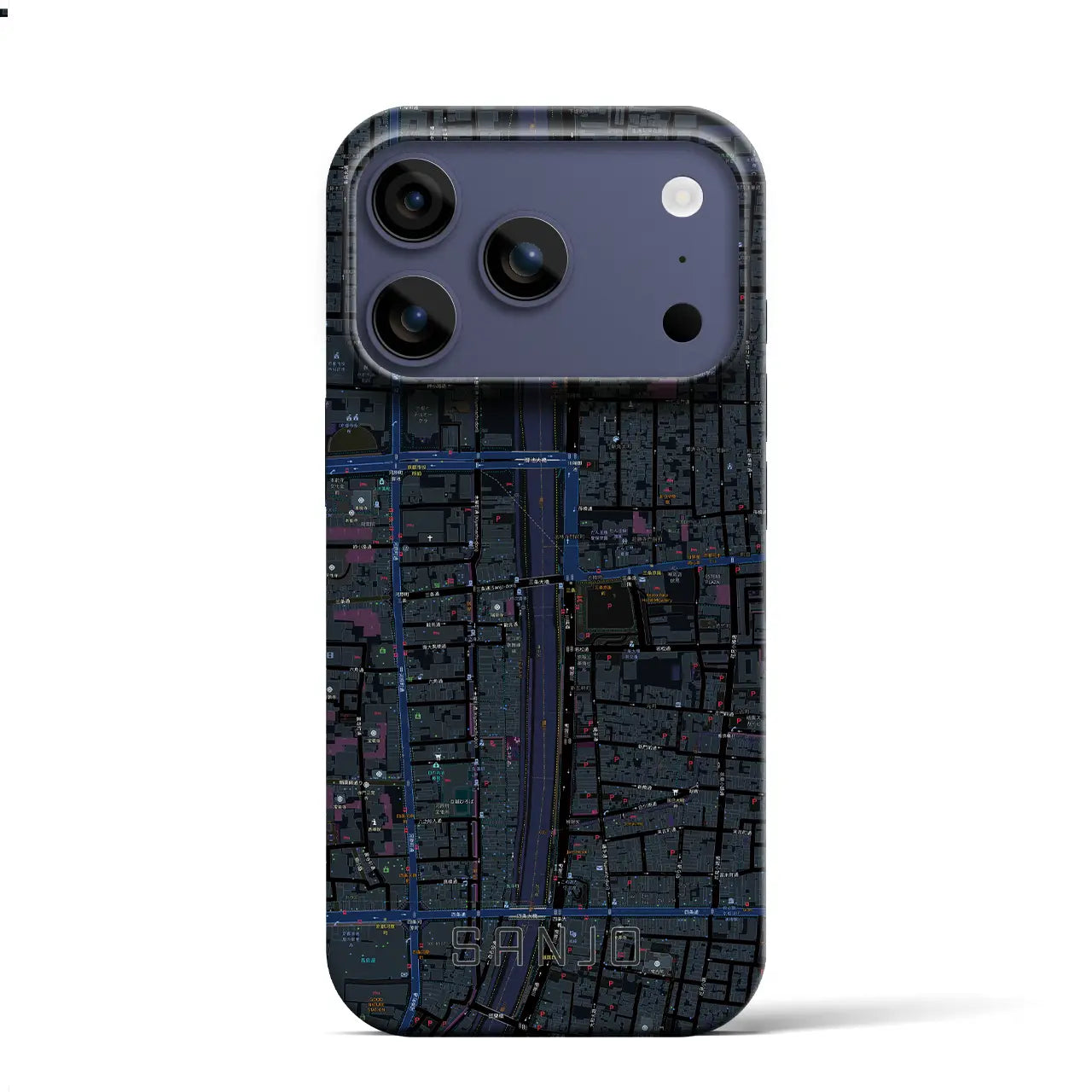 【三条(京都府)】地図柄iPhoneケース(バックカバータイプ)