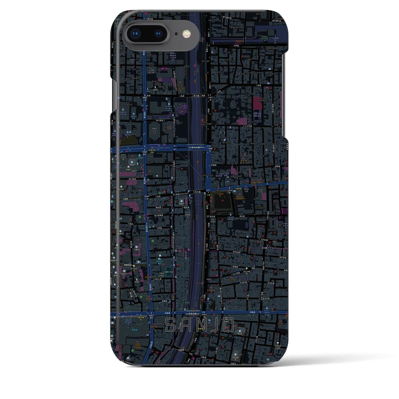 【三条(京都府)】地図柄iPhoneケース(バックカバータイプ)