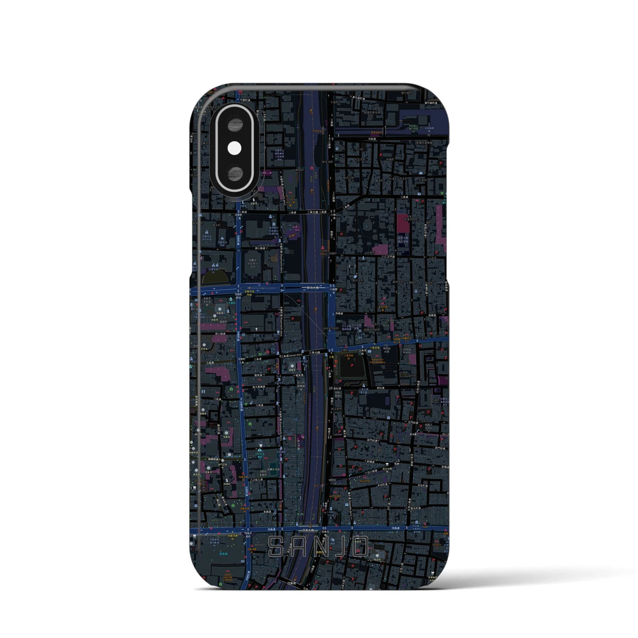 【三条(京都府)】地図柄iPhoneケース(バックカバータイプ)