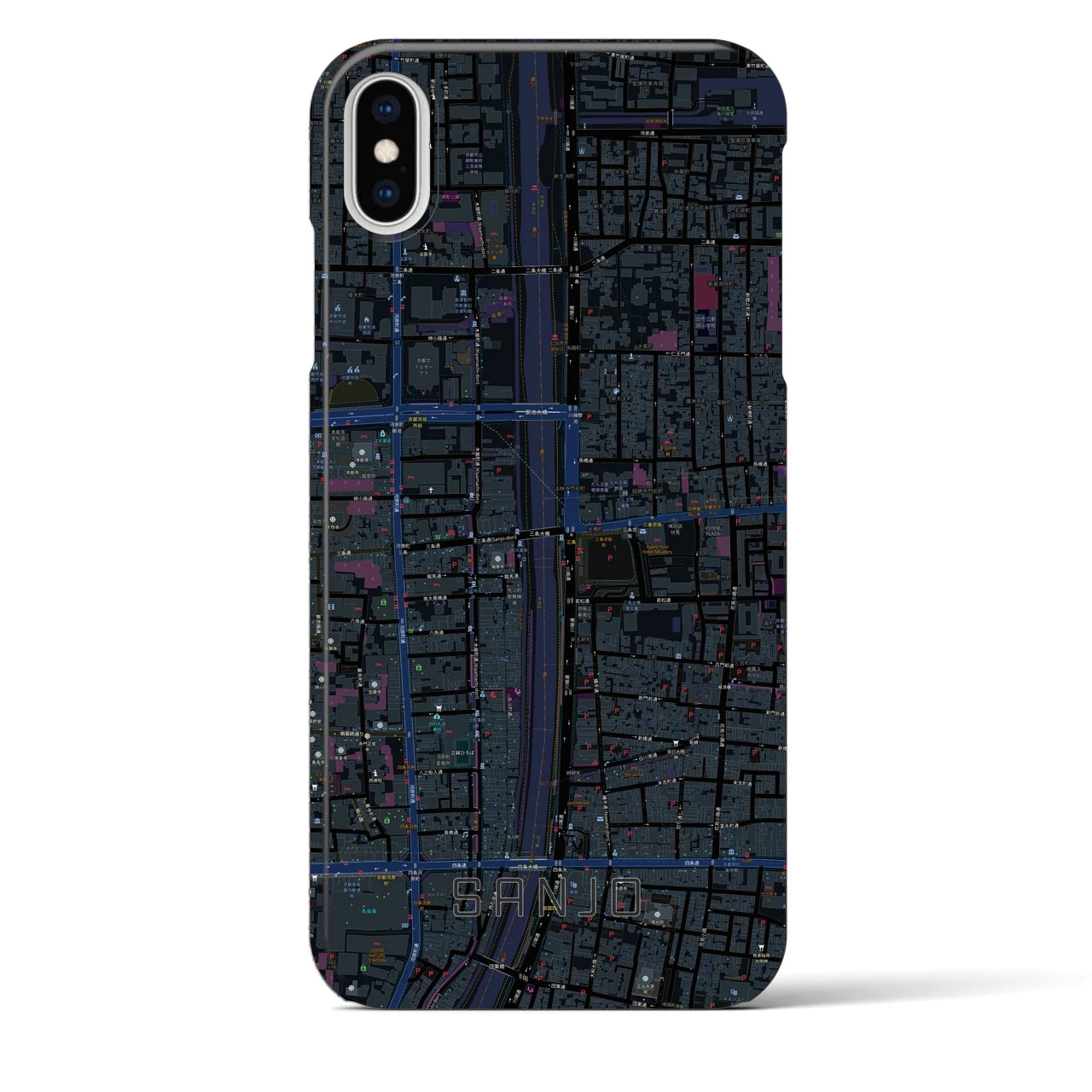 【三条(京都府)】地図柄iPhoneケース(バックカバータイプ)