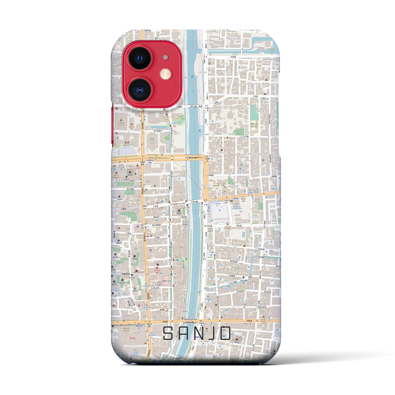 【三条(京都府)】地図柄iPhoneケース(バックカバータイプ)