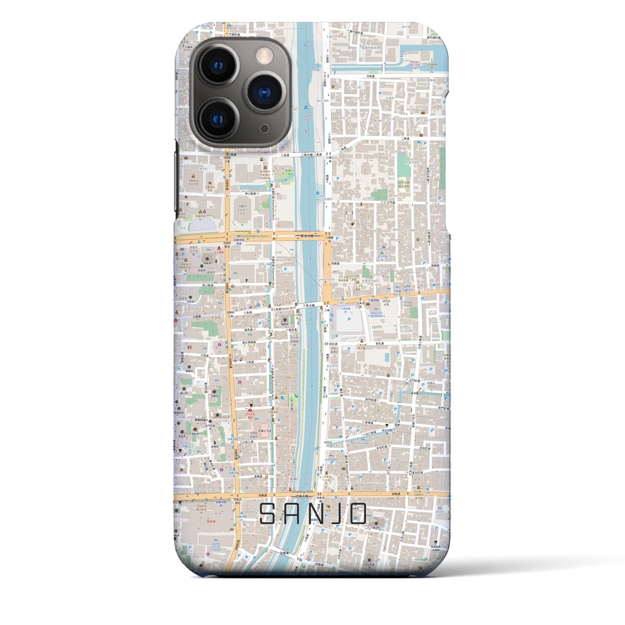 【三条(京都府)】地図柄iPhoneケース(バックカバータイプ)